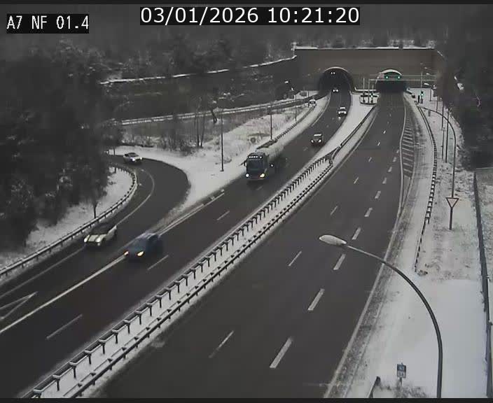 Caméra autoroute Luxembourg A7 - Echangeur Waldhaff - direction Tunnel Stafelter