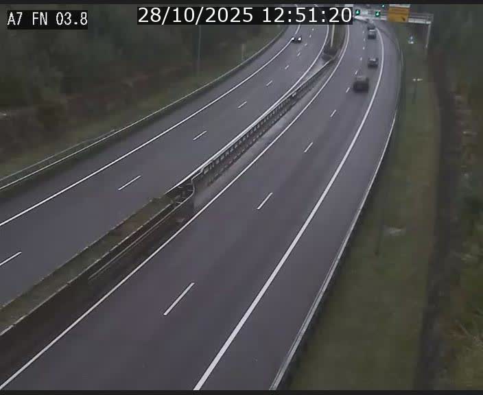Caméra autoroute Luxembourg A7 - Passage à gibier Rëngelbour - direction Tunnel Stafelter