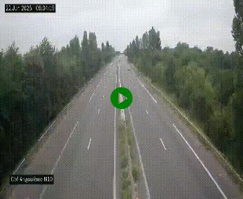 Webcam routière à la fin de la N10, en périphérique ouest d'Angouleme, proche de la jonction avec l'A10