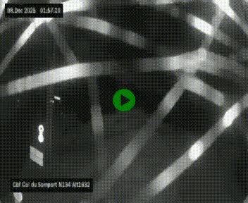 Webcam au col du Somport, côté français, sur la N134, dans les Pyrénées, en direction de l'Espagne, à 1632 mètres d'altitude