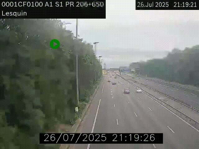 Webcam autoroute A1 à hauteur de Lesquin. Vue orientée vers Lille