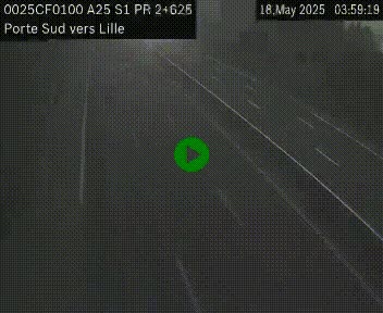 Webcam autoroute A25 sur le périphérique de Lille à hauteur de Lille-Sud et la sortie 3 Faches-Thumesnil. Vue orientée vers Lille-Centre.