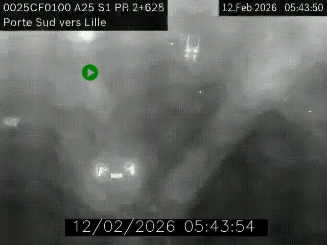 Webcam autoroute A25 sur le périphérique de Lille à hauteur de Lille-Sud et la sortie 3 Faches-Thumesnil. Vue orientée vers Lille-Centre.