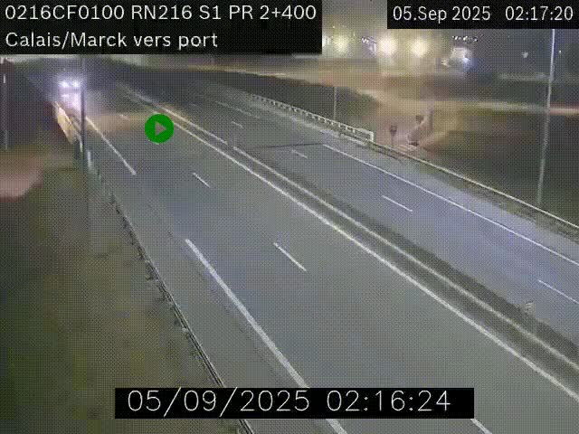 Webcam à Calais sur A216 (N216) en direction du port (harbour) de Calais.