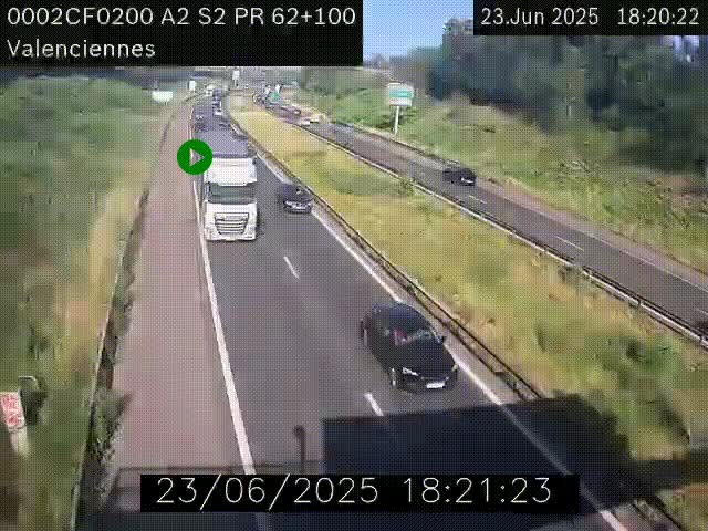 Webcam autoroute A2 à Valenciennes. Vue orientée vers Maubeuge et Mons (Belgique)