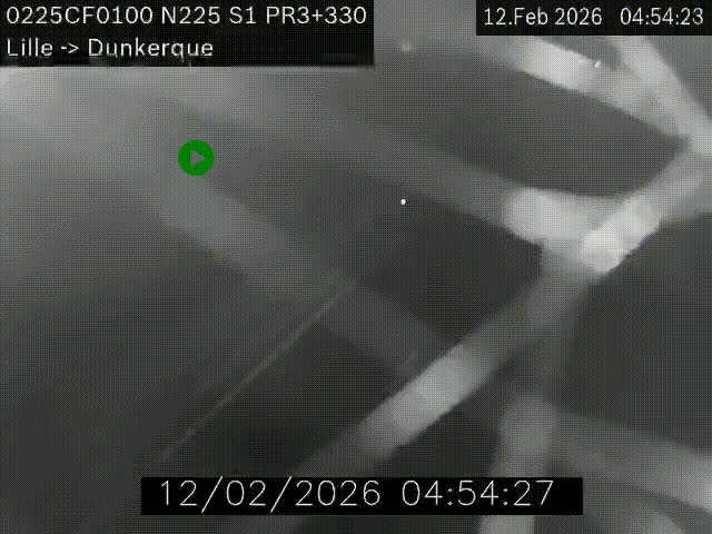 Webcam autoroute A25 (N225) à hauteur de Bergues (Bierne). Vue orientée vers Dunkerque.