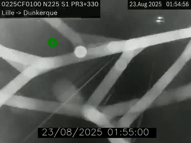 Webcam autoroute A25 (N225) à hauteur de Bergues (Bierne). Vue orientée vers Dunkerque.