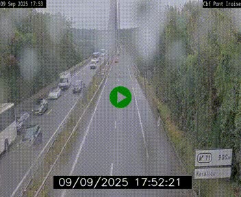 Webcam sur la N165 après le Pont de l'Iroise, à l'entrée de Brest