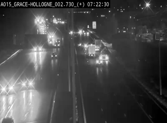 Webcam E42/A15 à Grâce-Hollogne, à proximité de la jonction avec l'A604. Vue orientée vers Namur