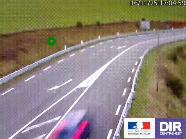 Webcam sur le col Pin Bouchain, vue orientée vers Roanne, en provenance de Lyon sur la nationale 7 (N7)