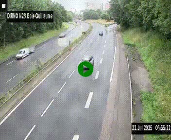 Webcam routière à hauteur de Bois-Guillaume en périphérie de Rouen. Vue orientée vers Rouen
