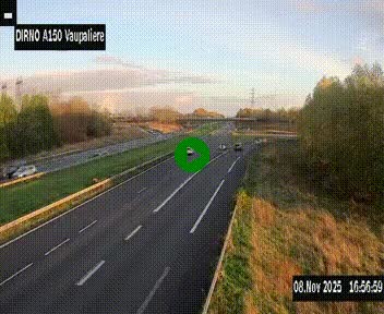 Webcam autoroute A150 à hauteur de La Vaupalière en périphérie de Rouen. Vue orientée vers Rouen