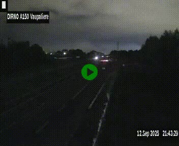 Webcam autoroute A150 à hauteur de La Vaupalière en périphérie de Rouen. Vue orientée vers Rouen
