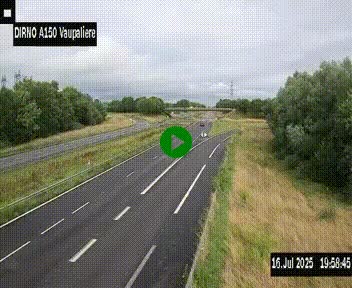 Webcam autoroute A150 à hauteur de La Vaupalière en périphérie de Rouen. Vue orientée vers Rouen