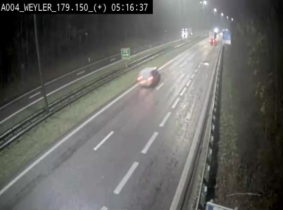 Webcam entre la sortie Arlon et la sortie Weyler sur l'E411. Vue orientée vers Luxembourg