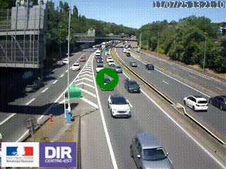 Caméra autoroute sur A6 - Valvert, près de Lyon, en direction de Paris, à hauteur de la sortie 36 Porte du Valvert