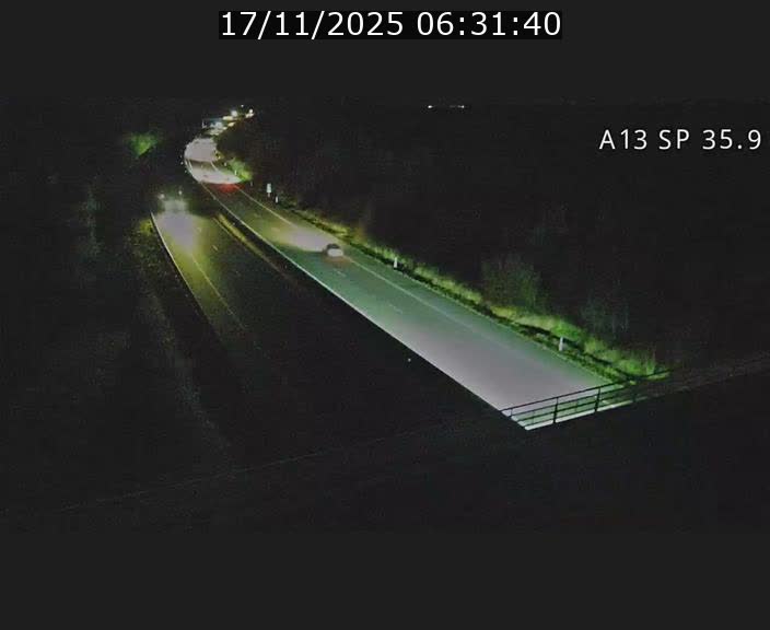 Webcam trafic sur A13 à l'entrée ouest du tunnel Markusbierg à Remerschen. Vue orientée vers Mondorf-les-Bains.