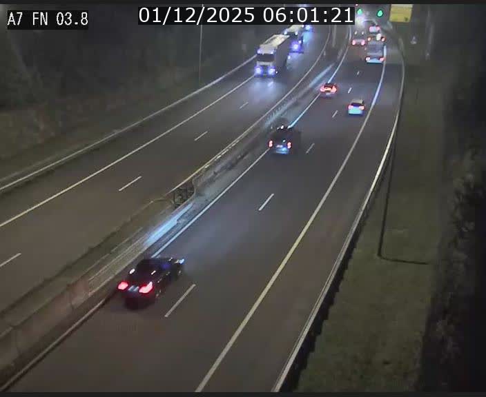 Caméra autoroute Luxembourg A7 - Passage à gibier Rëngelbour - direction Tunnel Stafelter