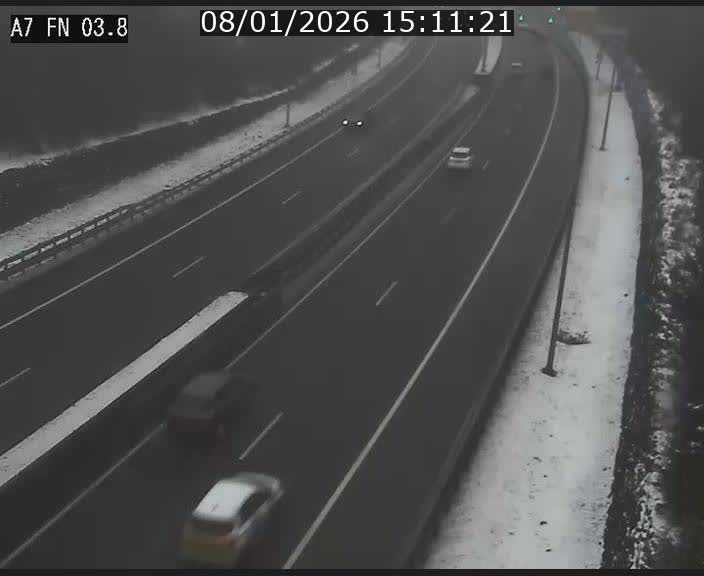 Caméra autoroute Luxembourg A7 - Passage à gibier Rëngelbour - direction Tunnel Stafelter