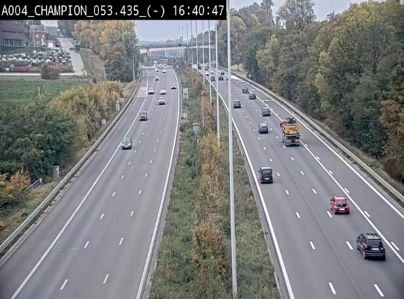 Webcam E411 à Champion, à proximité de Namur. Vue orientée vers Bruxelles