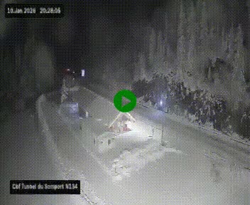 Webcam à l'entrée du tunnel du Somport, côté français, sur la N134, dans les Pyrénées, en direction de l'Espagne, à 1116 mètres d'altitude