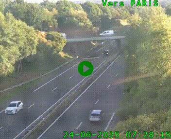 Caméra routière sur l'autoroute A20 au nord de Limoges, à la jonction avec la N520. Vue orientée vers Paris