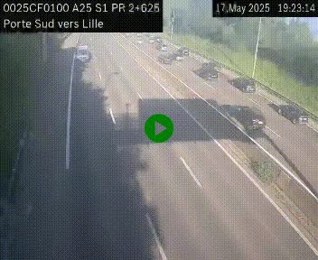 Webcam autoroute A25 sur le périphérique de Lille à hauteur de Lille-Sud et la sortie 3 Faches-Thumesnil. Vue orientée vers Lille-Centre.