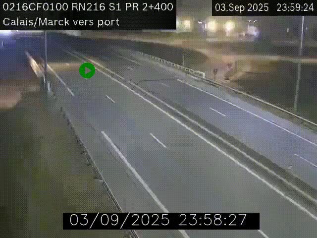 Webcam à Calais sur A216 (N216) en direction du port (harbour) de Calais.