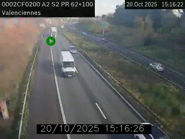 Webcam autoroute A2 à Valenciennes. Vue orientée vers Maubeuge et Mons (Belgique)