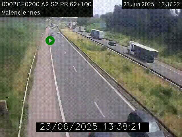 Webcam autoroute A2 à Valenciennes. Vue orientée vers Maubeuge et Mons (Belgique)