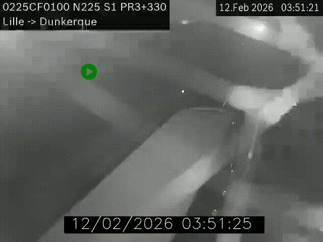 Webcam autoroute A25 (N225) à hauteur de Bergues (Bierne). Vue orientée vers Dunkerque.