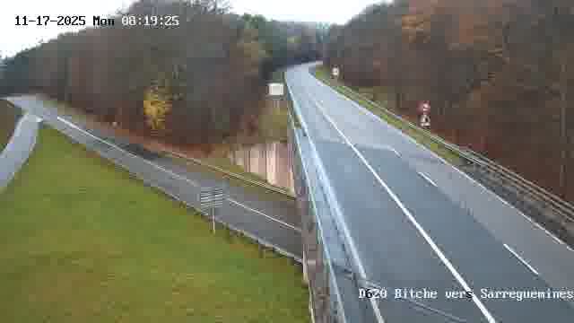 Webcam sur la D620, sur le contournement de Bitche. Vue orientée vers Sarreguemines