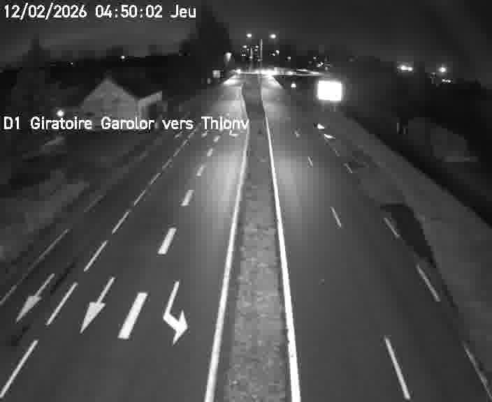 Webcam de surveillance sur D1 (France) à Ennery, cadrée vers Thionville, proposant une information routière utile aux déplacements quotidiens.