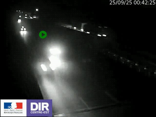 Caméra trafic à la jonction entre l'A46 (Rocade-est de Lyon) et l'A42 à hauteur de Vault-en-Velin en direction de Marseille