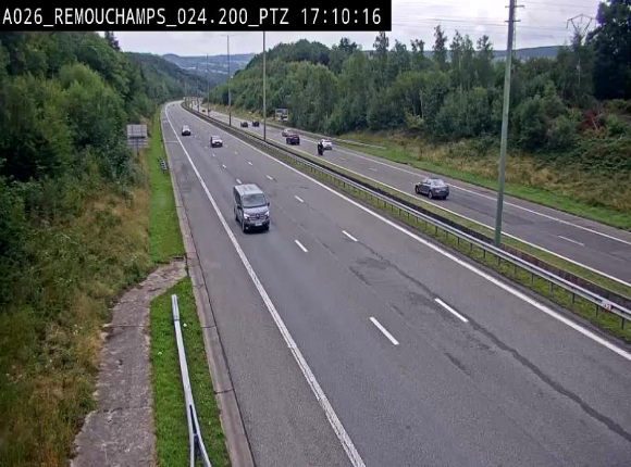 Webcam E25/A26 à Aywalle, à hauteur de Spa. Vue orientée vers Liège
