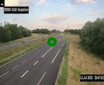 Webcam autoroute A150 à hauteur de La Vaupalière en périphérie de Rouen. Vue orientée vers Rouen