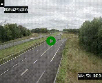 Webcam autoroute A150 à hauteur de La Vaupalière en périphérie de Rouen. Vue orientée vers Rouen