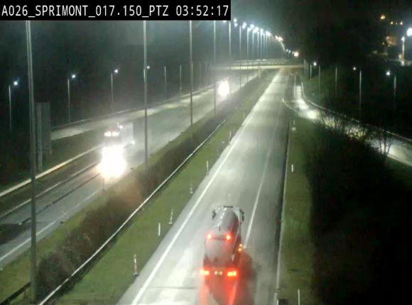 Webcam A26 (E25) à Sprimont, sur l'autoroute entre Liège et Arlon. Vue orientée vers le Luxembourg