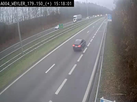 Webcam entre la sortie Arlon et la sortie Weyler sur l'E411. Vue orientée vers Luxembourg